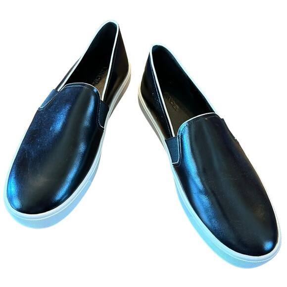 Vince Blair II Black Leather Slip On Sneakers Minimalist NEW EU 40.5 /US 10.5 - Picture 1 of 11